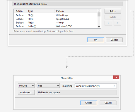bvckup2 - ustawienia wykluczeń plików i folderów